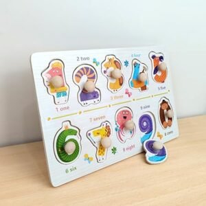 number animal theme knob puzzle