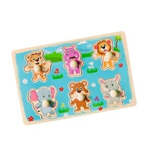 animal early learning wooden knob puzzle