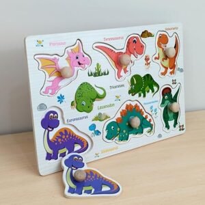 dinosaurs early learning wooden knob puzzle