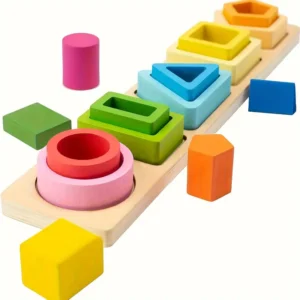 5 in 1 wooden shape stacker