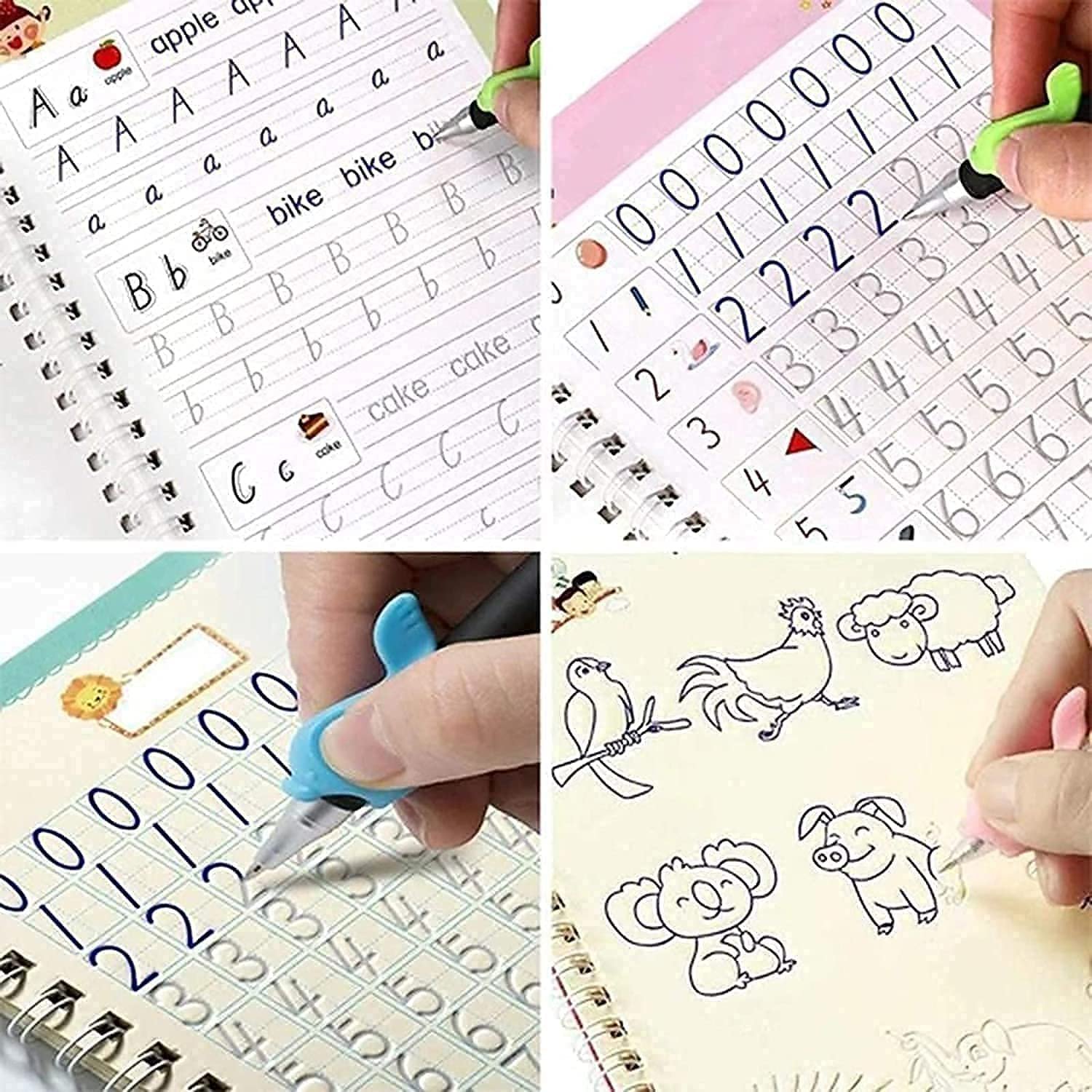sank magic practice copybook set โ 4 reusable writing books with 10 refills, pen & grip | number, alphabet, math & drawing practice for preschool kids sank magic practice copybook set โ 4 reusable writing books with 10 refills, pen & grip | number, alphabet, math & drawing practice for preschool kids