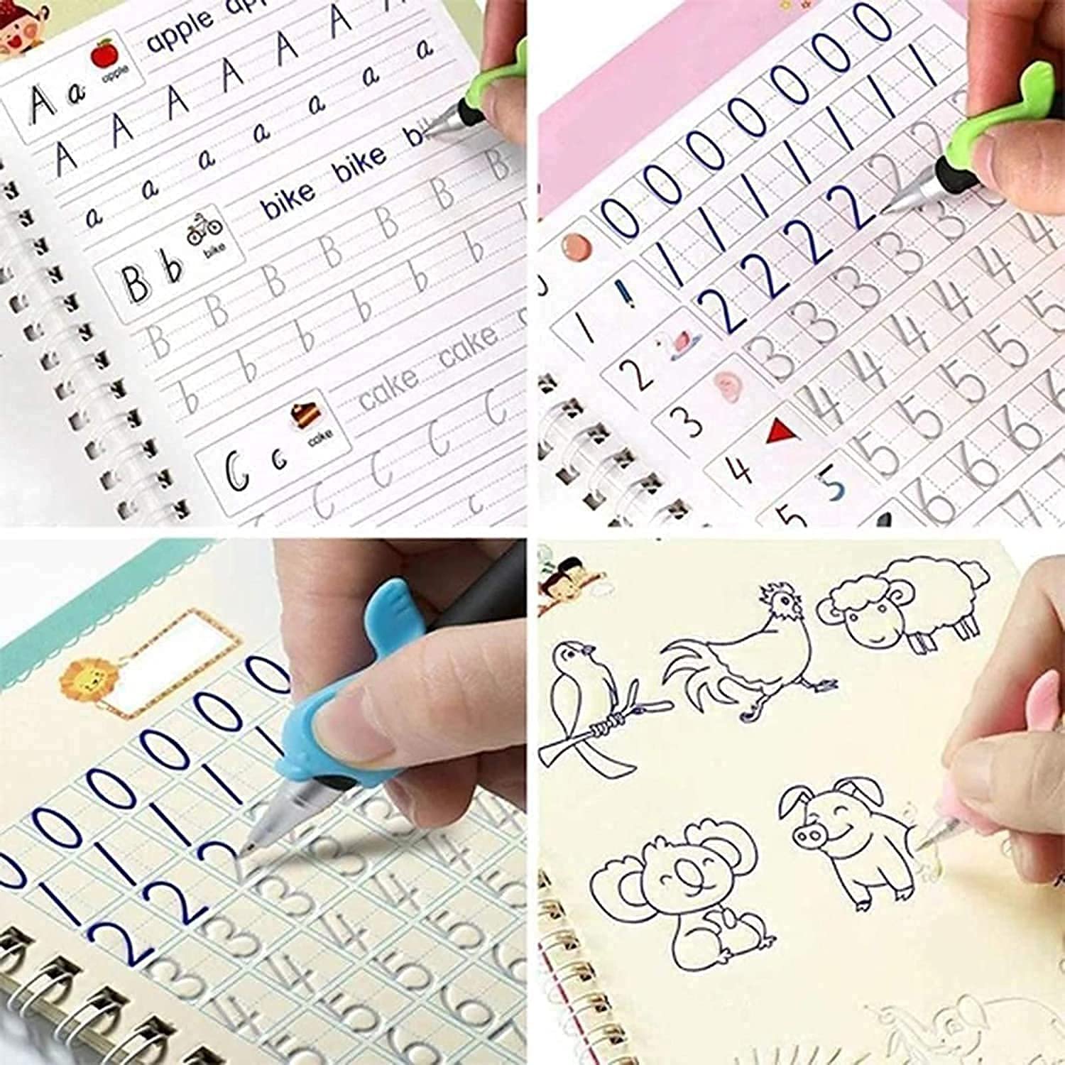 sank magic practice copybook set โ 4 reusable writing books with 10 refills, pen & grip | number, alphabet, math & drawing practice for preschool kids sank magic practice copybook set โ 4 reusable writing books with 10 refills, pen & grip | number, alphabet, math & drawing practice for preschool kids